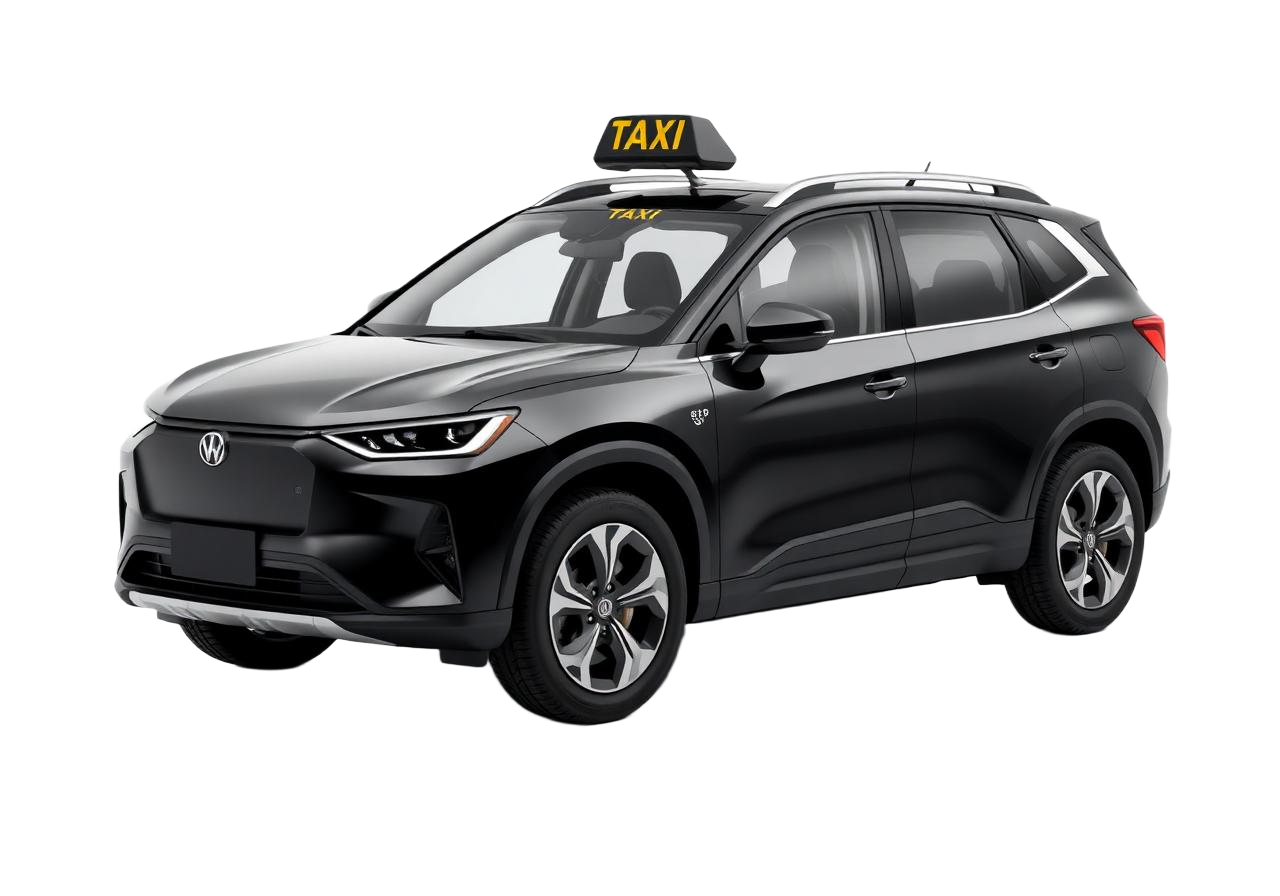 Fekete taxi gépkocsi sárga TAXI táblával